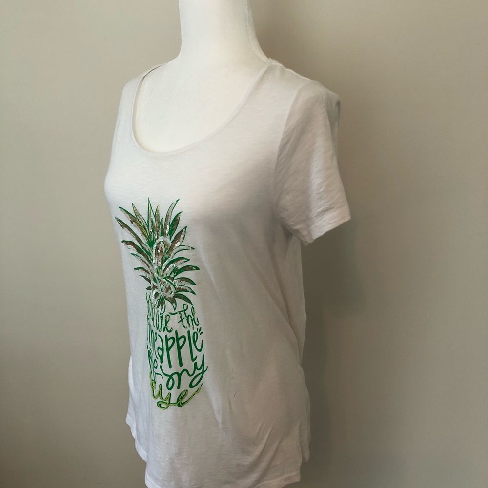 Crown &Ivy white  T-shirt with print - Picture 4 of 6
